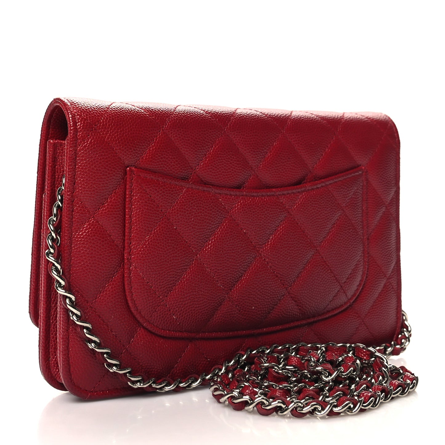 Caviar Quilted Wallet on Chain WOC Red