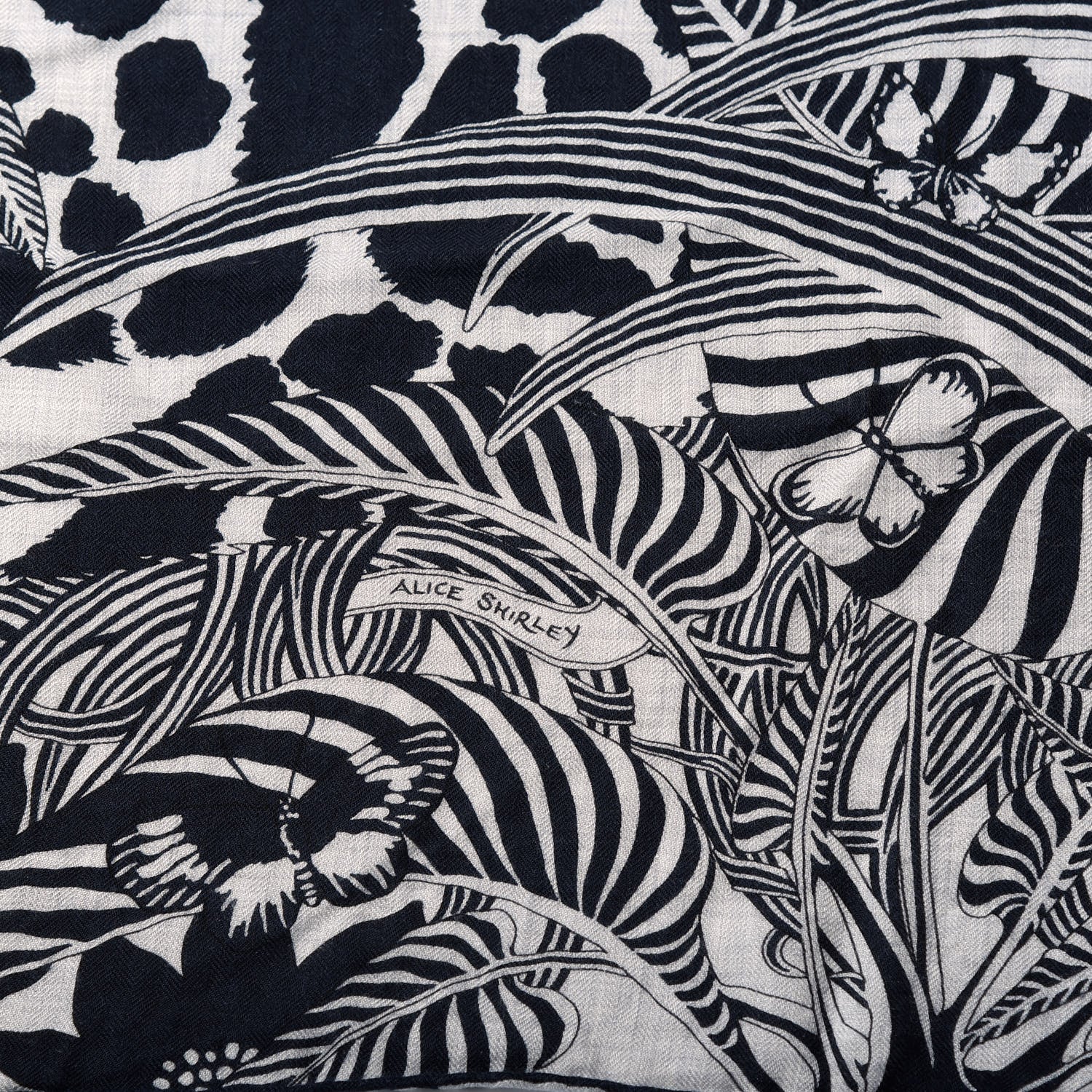 Hermes Cashmere Silk Jaguar Quetzal Shawl 140 Gris Chine Bleu Black Gris 4 of 7