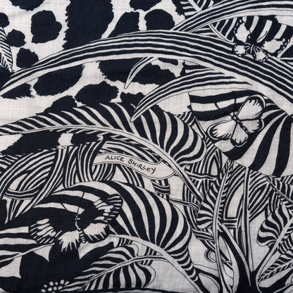 Hermes Cashmere Silk Jaguar Quetzal Shawl 140 Gris Chine Bleu Black Gris 4 of 7