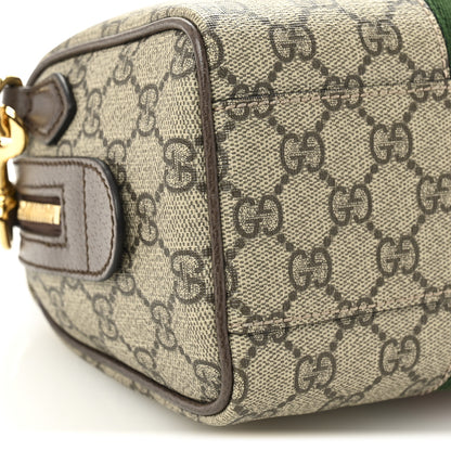 Gucci GG Supreme Monogram Textured Dollar Calfskin Web Mini Ophidia Top Handle Bag Beige Ebony New Acero 9 of 11