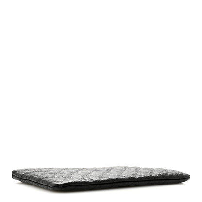 Chanel Calfskin Camellia Embossed Quilted Medium Cosmetic Case Black 4 of 8