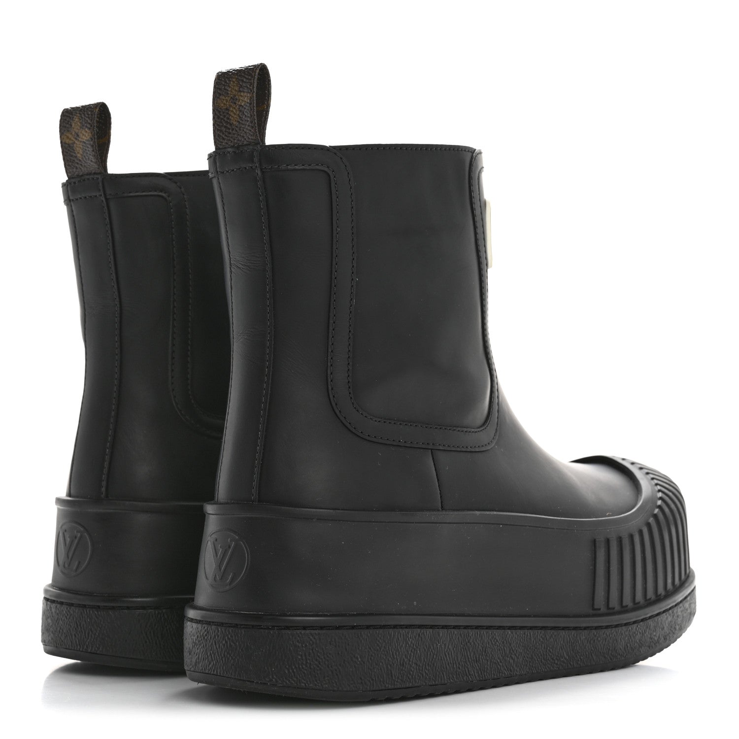 Louis Vuitton Calfskin Polar Flat Ankle Boots 38 Black 5 of 9