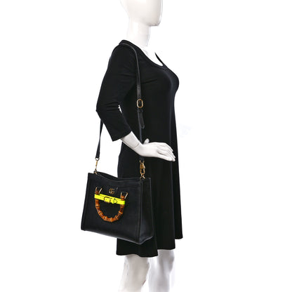 Gucci Calfskin Small Diana Tote Bag Black Yellow Fluo 2 of 14