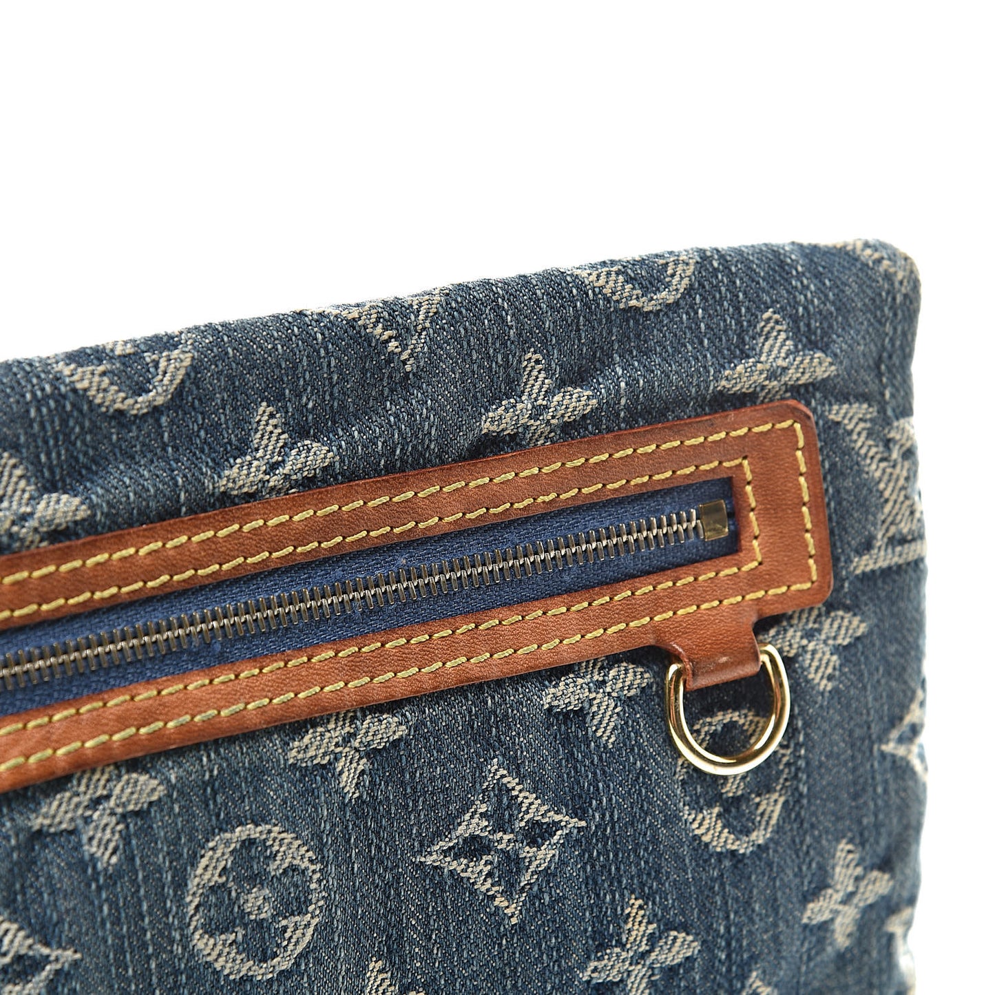 Monogram Denim Pochette Plat Clutch Blue