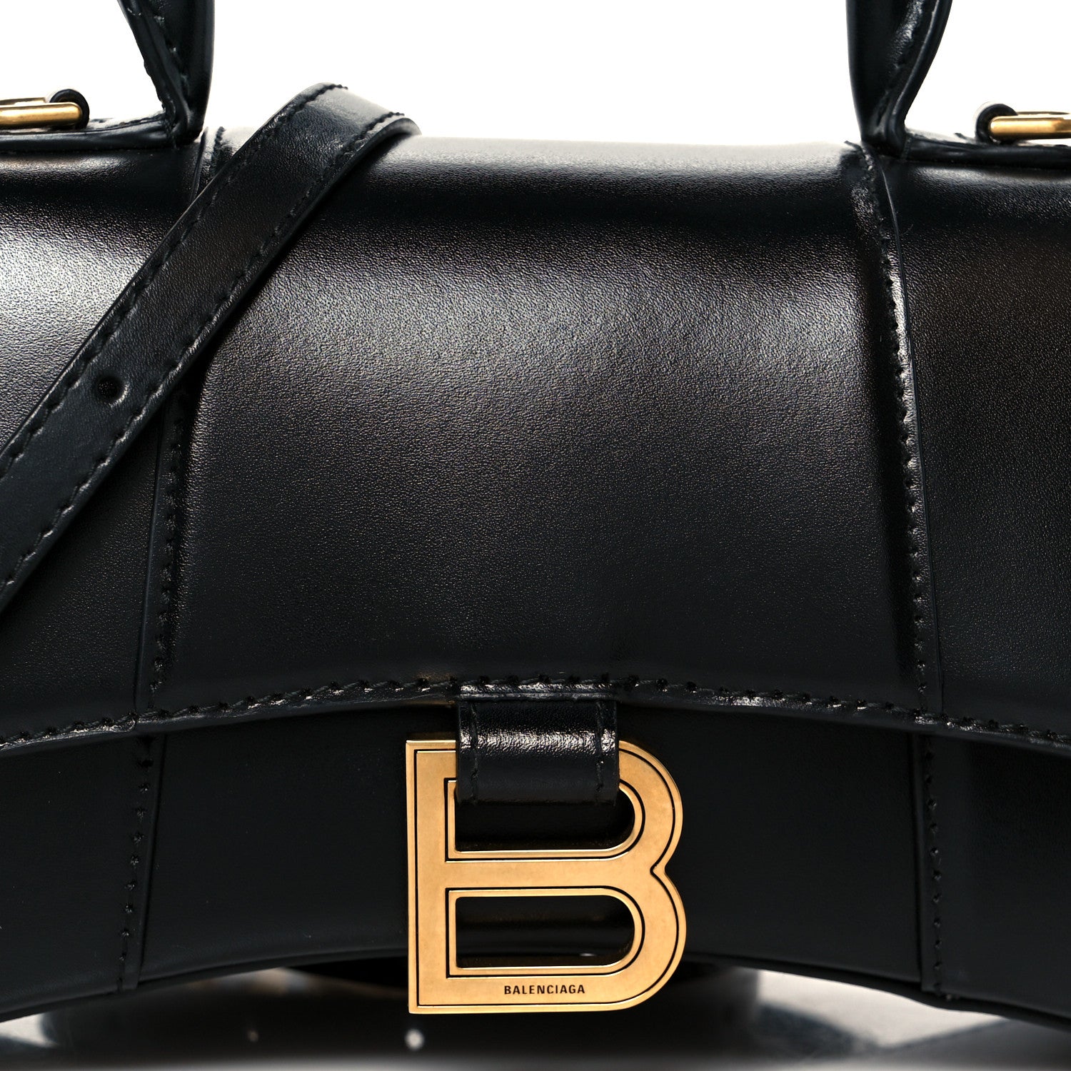 Balenciaga Shiny Box Calfskin Hourglass Top Handle Bag XS Black 9 of 11