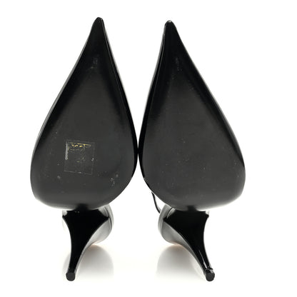Saint Laurent Patent Calfskin Nico 110 Slingback Pumps 37.5 Black 5 of 7