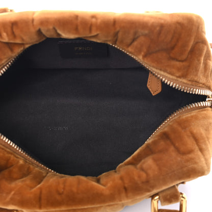 Fendi Velvet FF Embossed Mini Boston Box Caramel 4 of 4