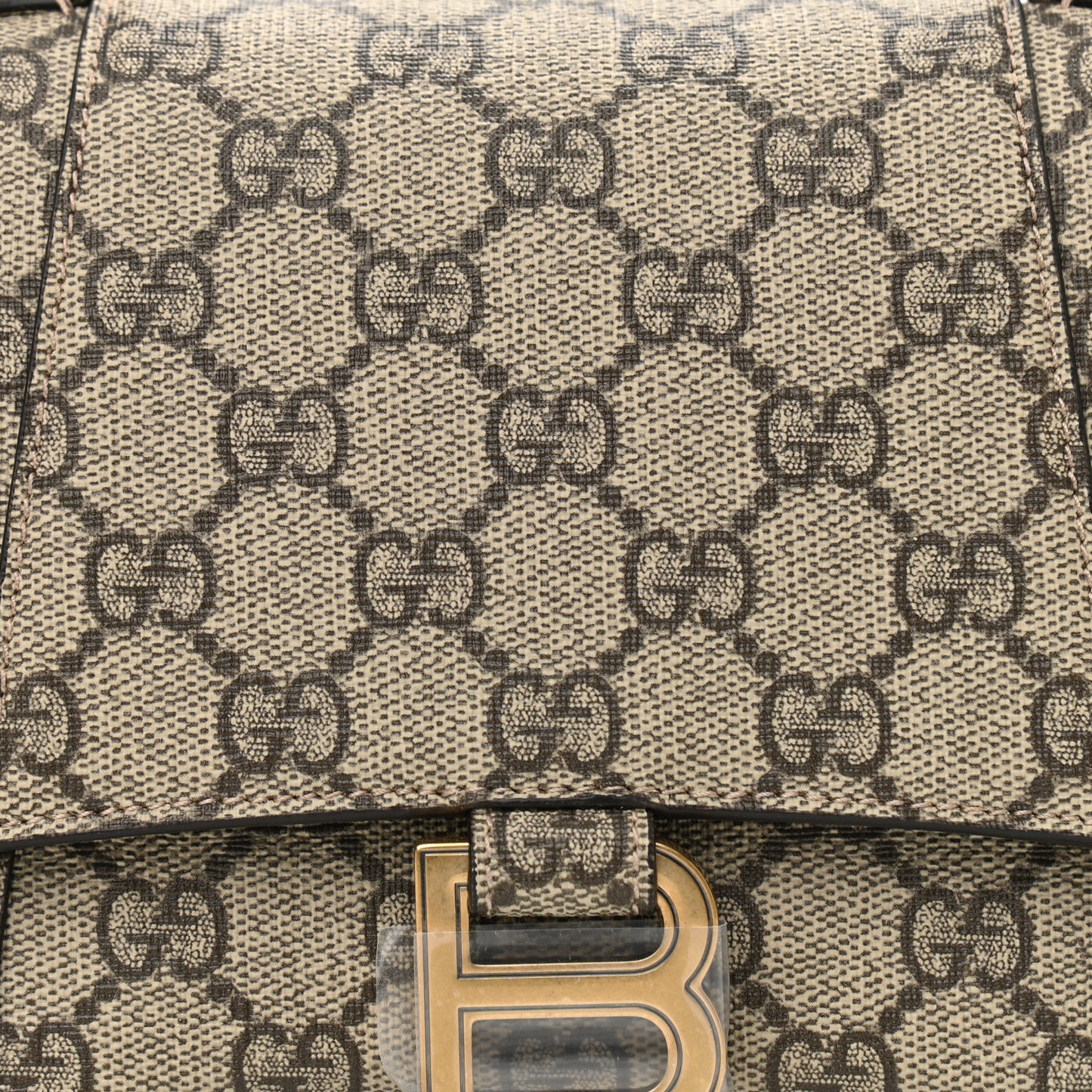 X GUCCI GG Supreme Monogram Small Hourglass Top Handle Bag Beige Ebony