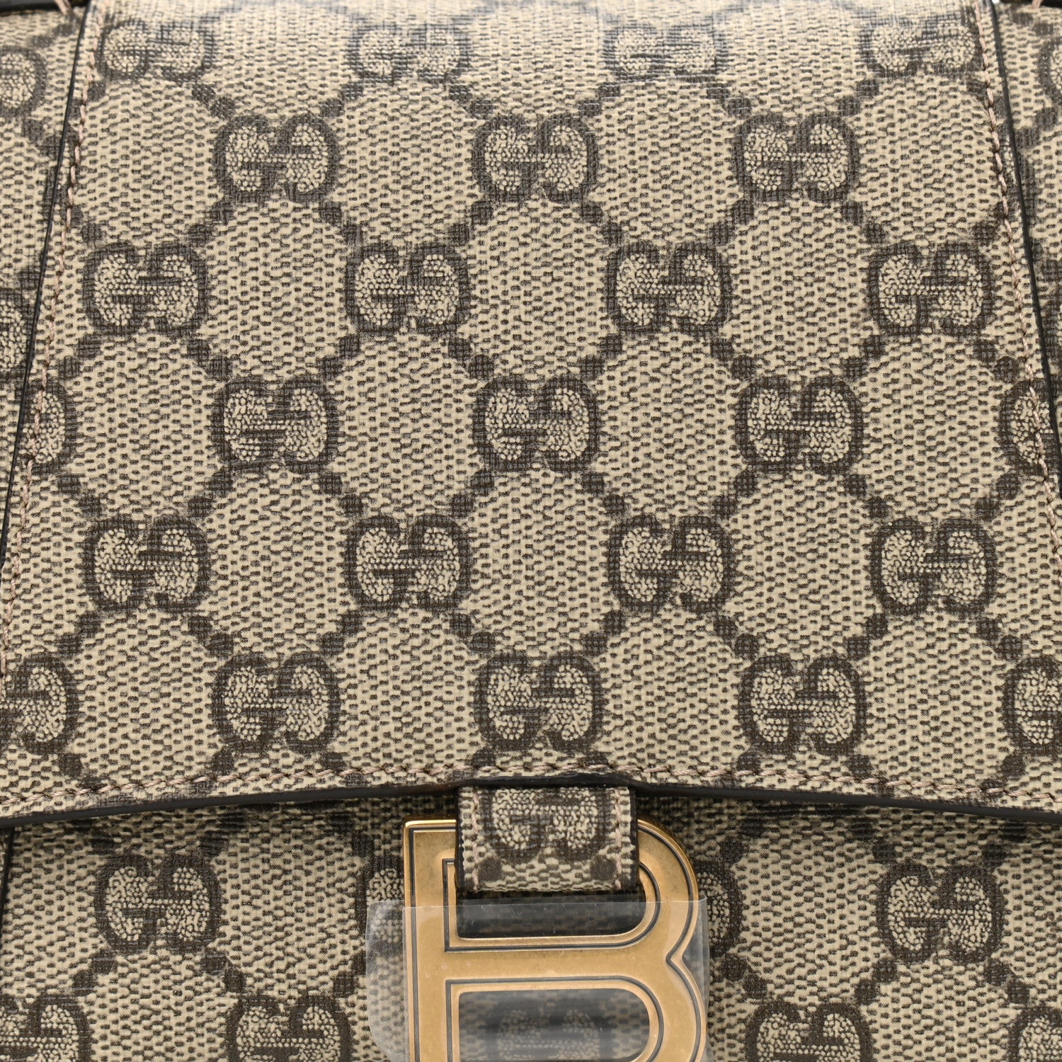 Balenciaga X GUCCI GG Supreme Monogram Small Hourglass Top Handle Bag Beige Ebony 8 of 10
