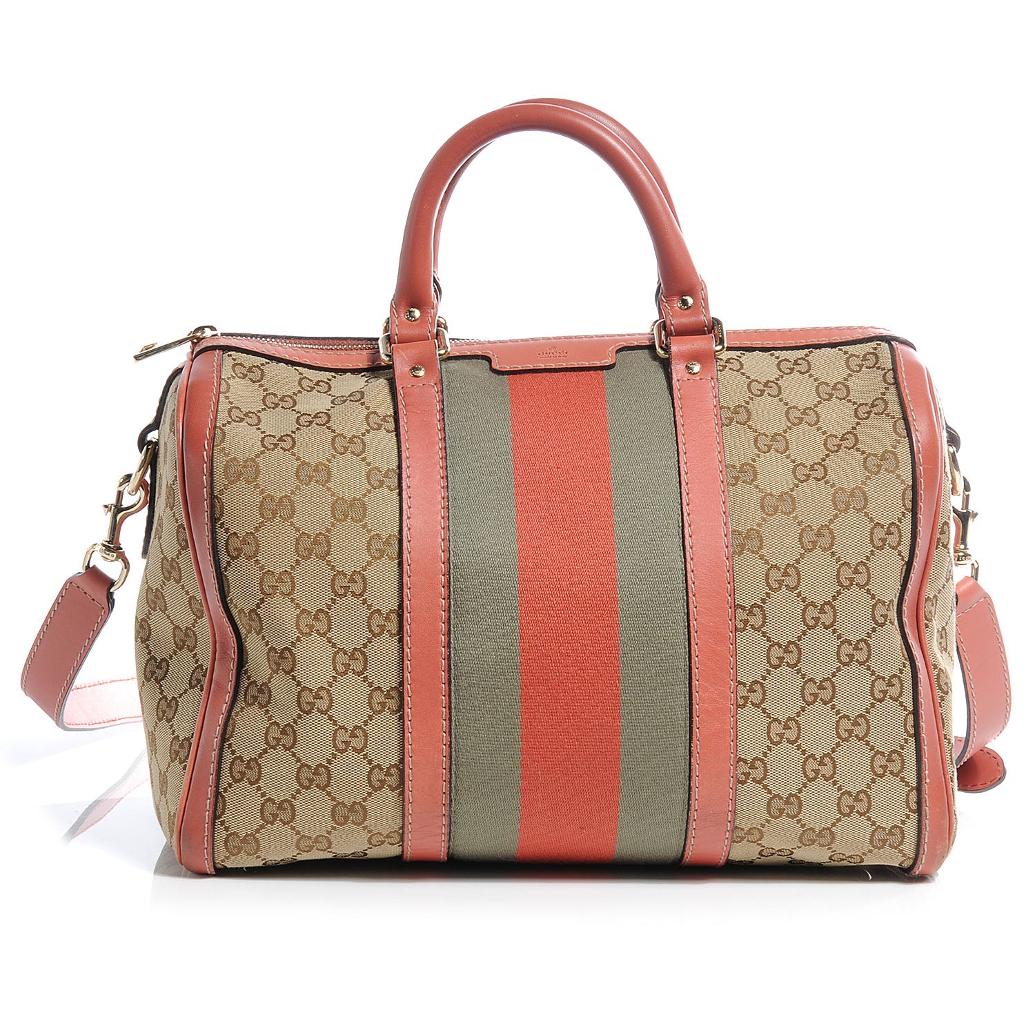 Gucci Monogram Vintage Web Medium Boston 1 of 9