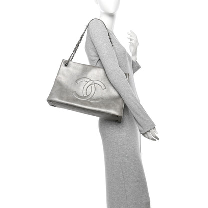 Chanel Iridescent Calfskin CC East West Shopping Tote Light Grey 2 of 17