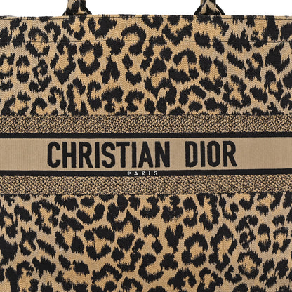 Christian Dior Canvas Mizza Embroidered Large Leopard Book Tote Beige 8 of 12