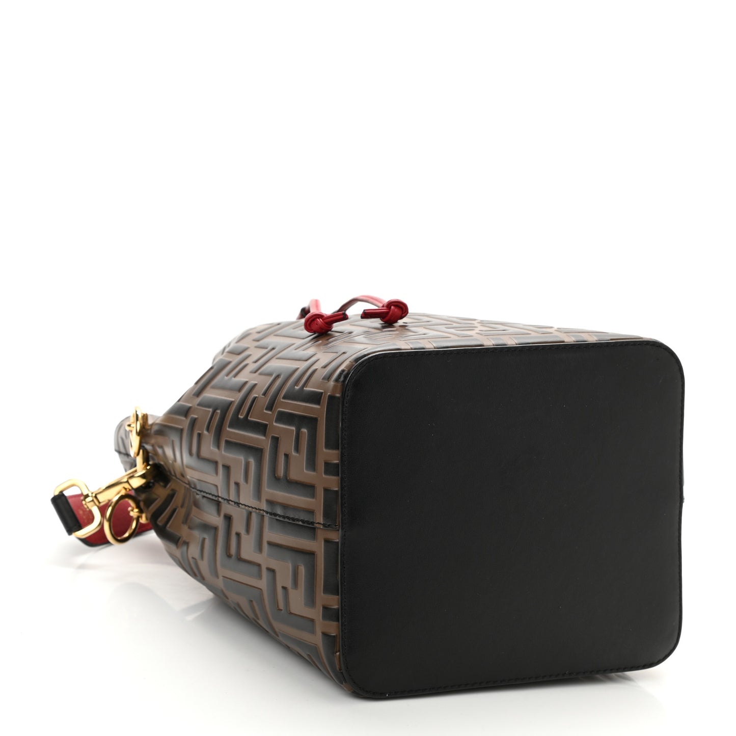 Vitello Grace F is Fendi Bi-Color FF 1974 Embossed Grande Mon Tresor Bucket Bag Maya Black Fragola