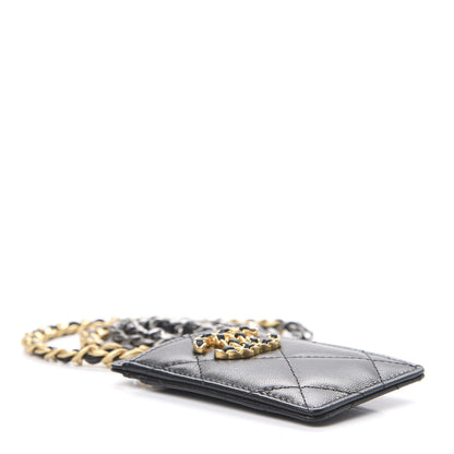 Chanel Goatskin Quilted Chanel 19 Card Holder On Chain Black 4 of 7