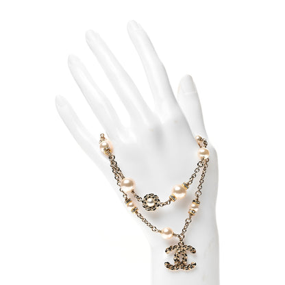 Chanel Pearl Crystal Pearls Coronation CC Bracelet Gold 2 of 4