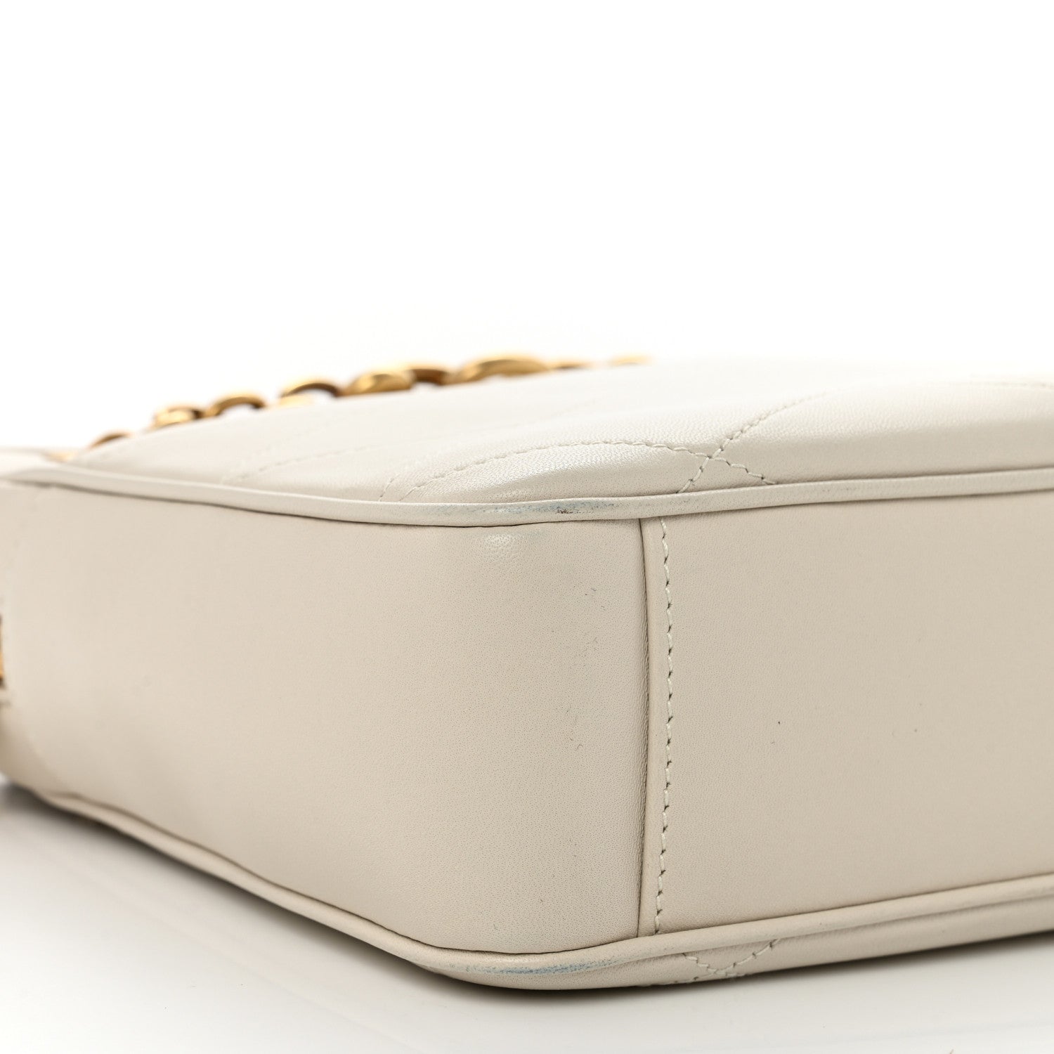Saint Laurent Lambskin Quilted Le Maillon Chain Strap Crossbody Crema Soft 9 of 12