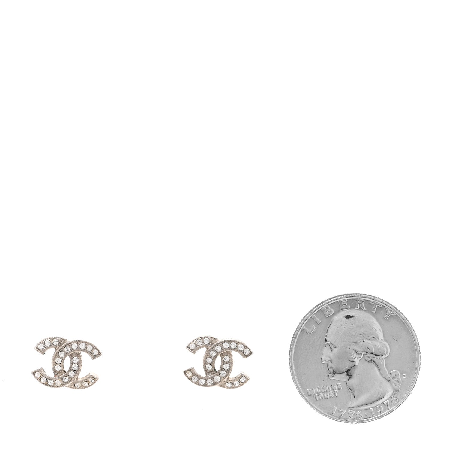 Chanel Crystal CC Earrings Silver 2 of 4