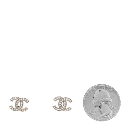Chanel Crystal CC Earrings Silver 2 of 4