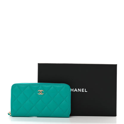 Chanel Caviar Quilted Small Zip Around Wallet Turquoise 8 of 8