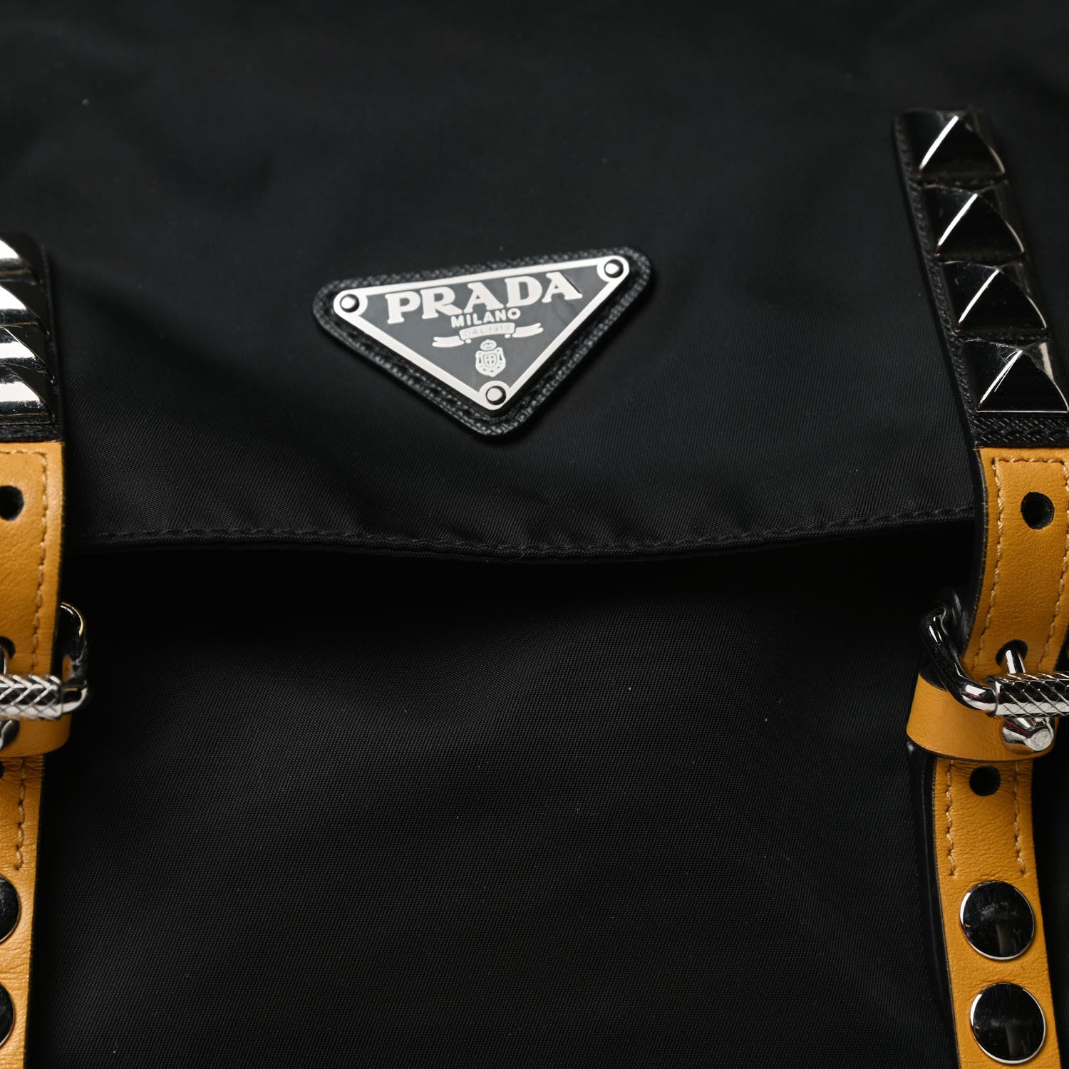 Prada Nylon New Vela Studded Messenger Black Soleil 15 of 16