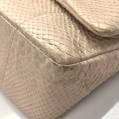 Chanel Metallic Snakeskin Jumbo Double Flap Light Beige 10 of 10