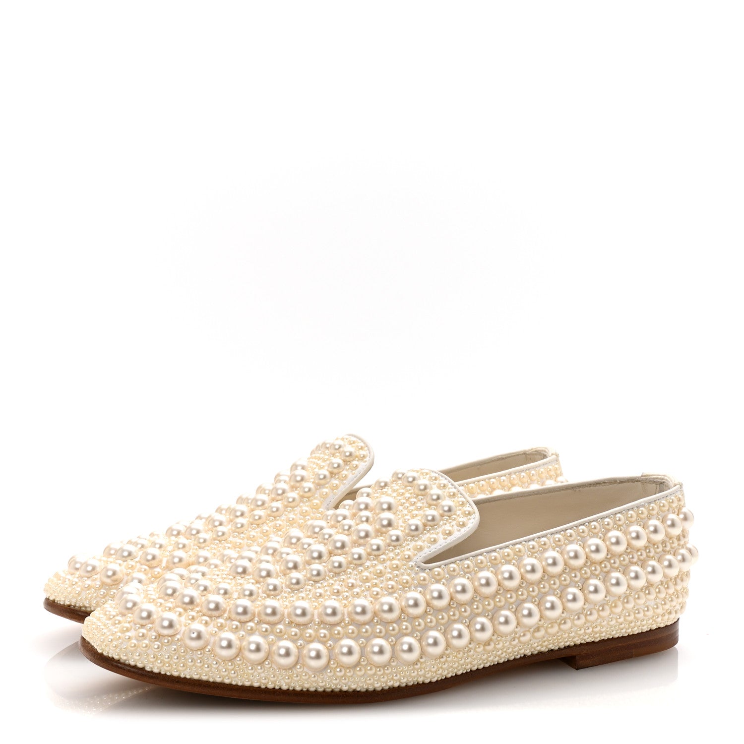 Jimmy Choo Pearl Satin Varsha Flats 37 White 4 of 9