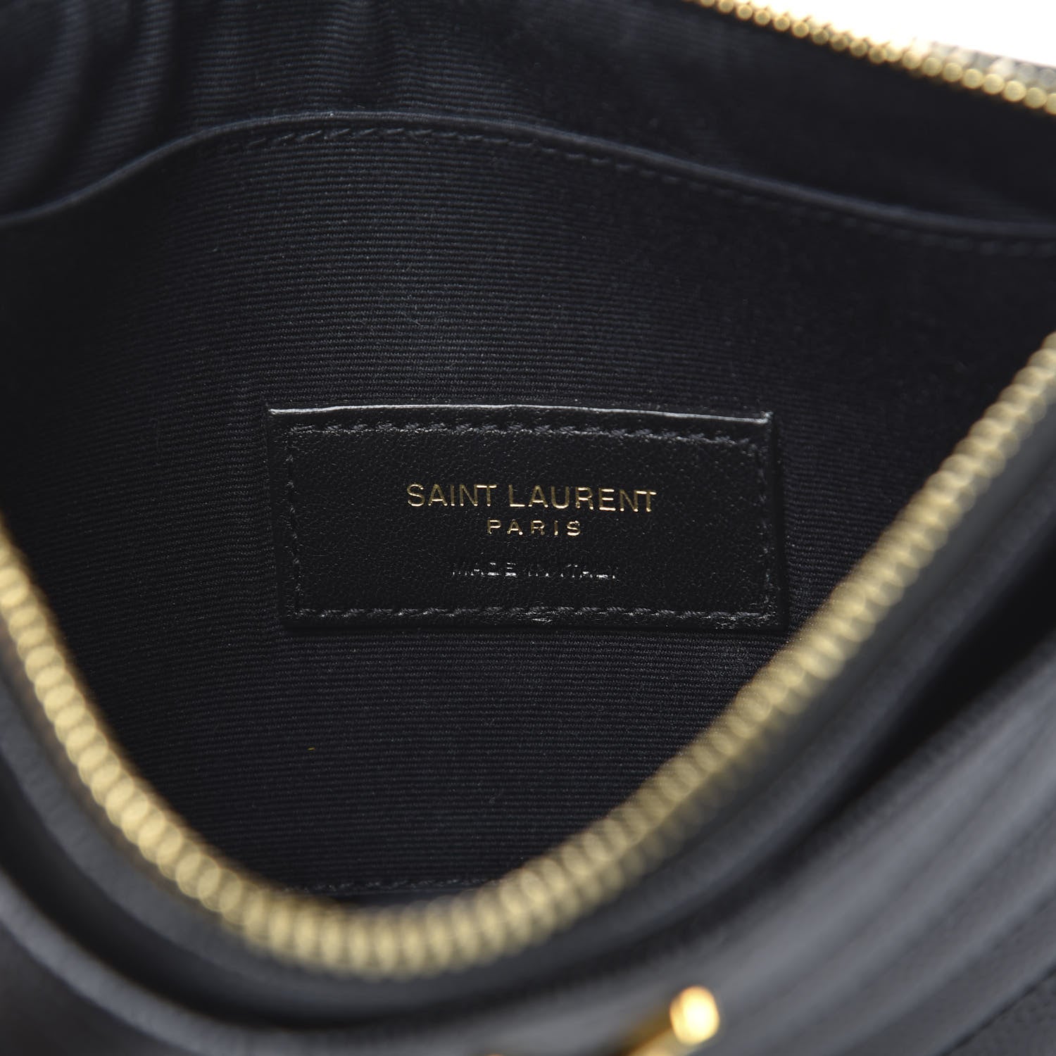 Saint Laurent Grain De Poudre Chevron Monogram Bill Pouch Black 6 of 7