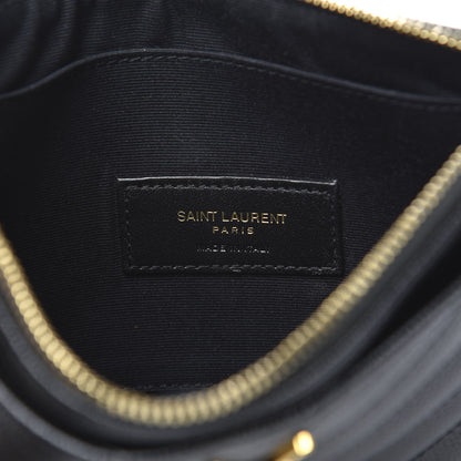Saint Laurent Grain De Poudre Chevron Monogram Bill Pouch Black 6 of 7