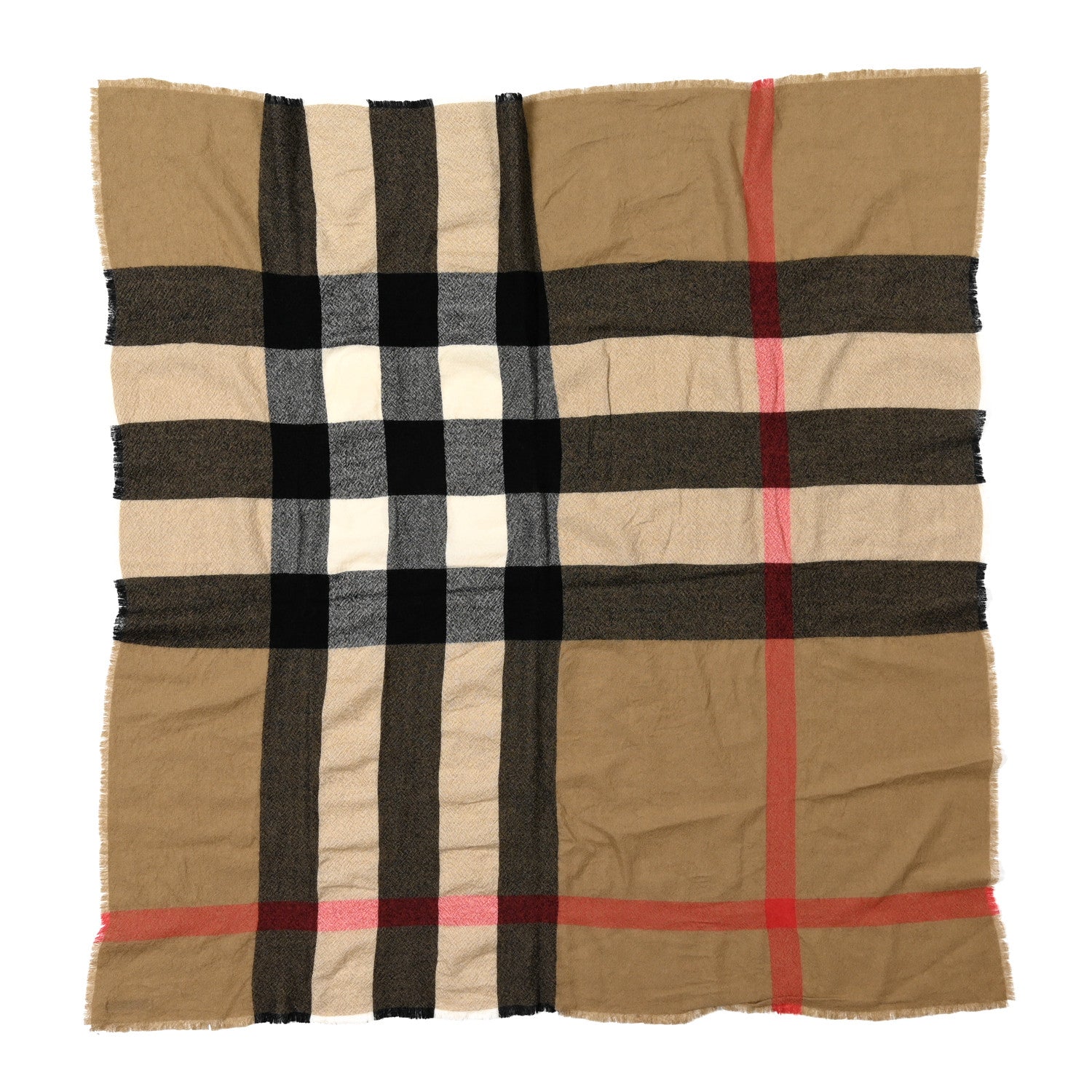 Burberry Merino Wool House Check Square Scarf Brown 1 of 3