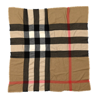 Burberry Merino Wool House Check Square Scarf Brown 1 of 3