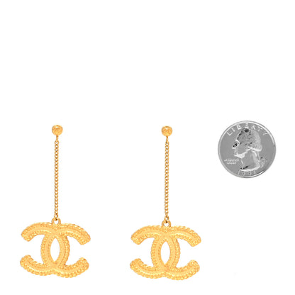 Chanel CC Drop Earrings Matte Gold 2 of 4