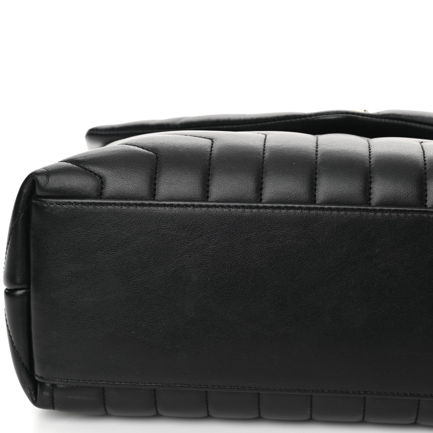Calfskin Y Quilted Monogram Medium Loulou Chain Satchel Black