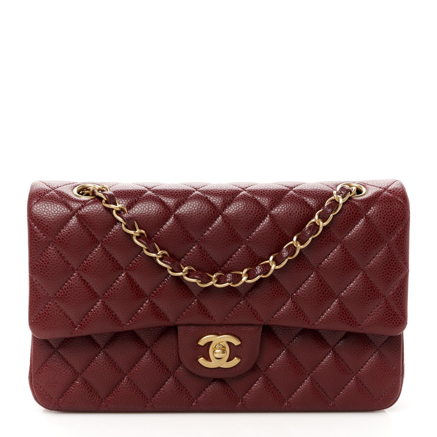 Caviar Quilted Medium Double Flap Burgundy
