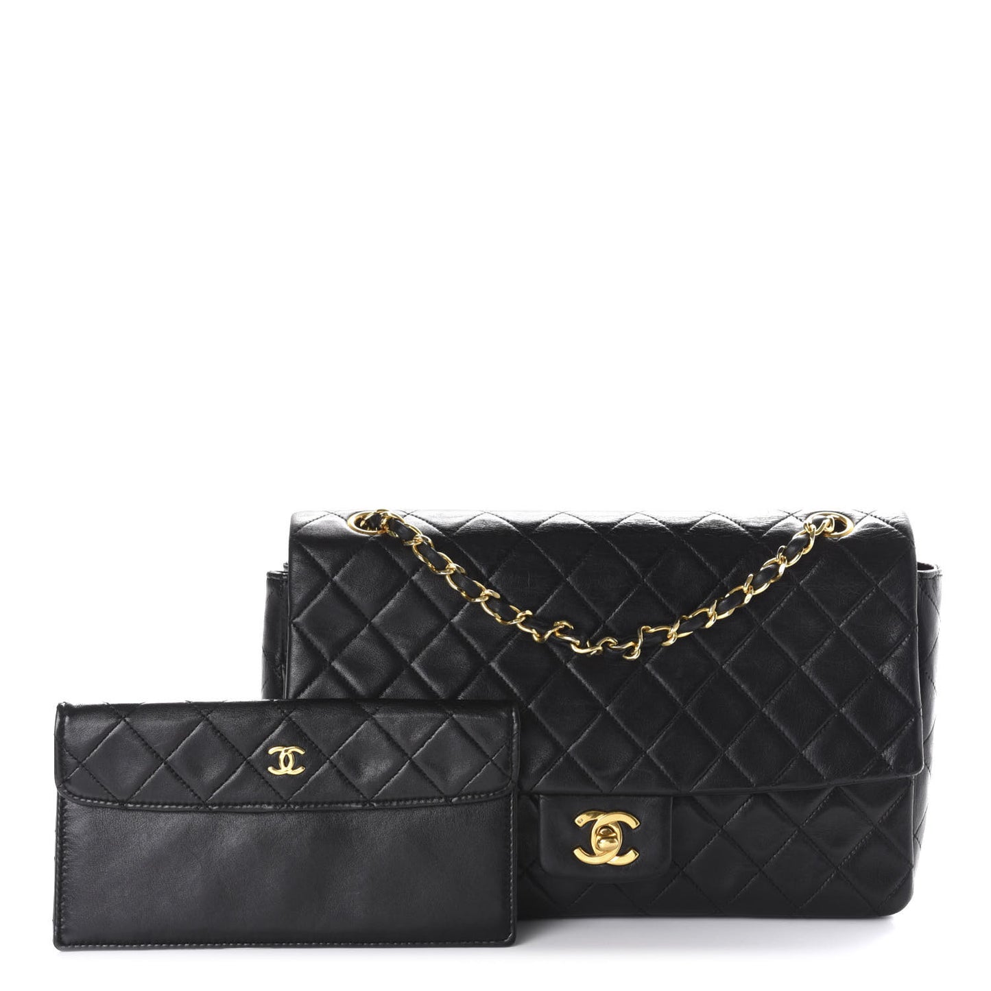 Lambskin Quilted Medium Single Flap Black