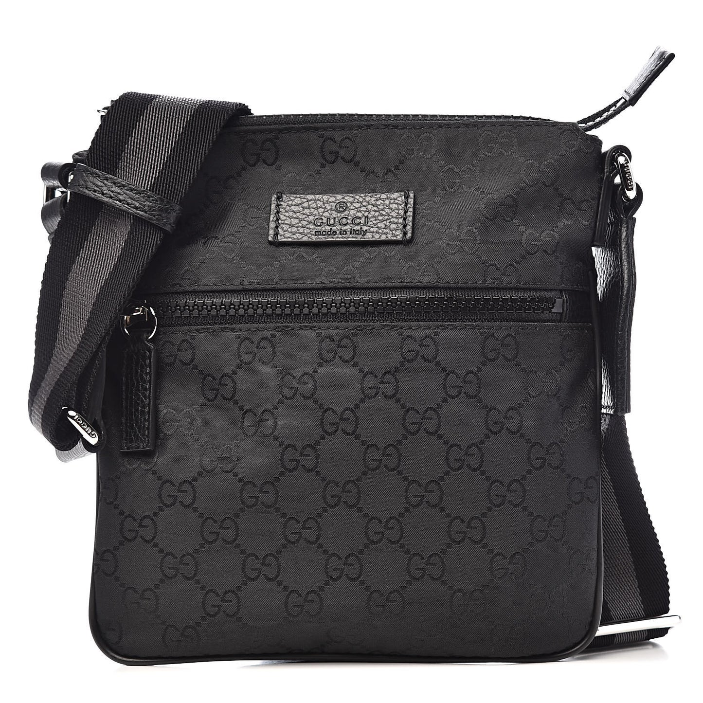 Nylon Monogram Mini Flat Messenger Bag Black