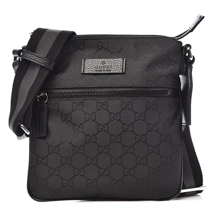 Gucci Nylon Monogram Mini Flat Messenger Bag Black 1 of 10