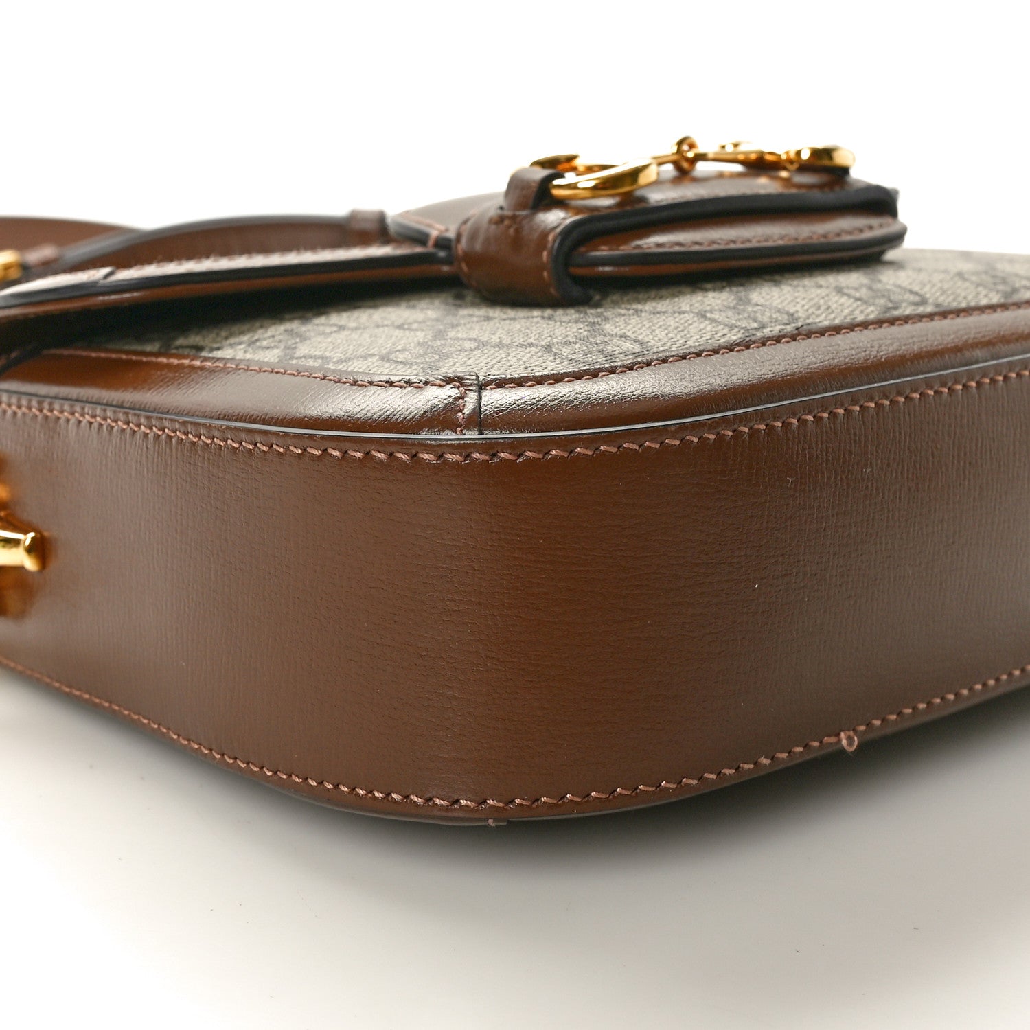 Gucci GG Supreme Monogram Web Mini Horsebit 1955 Shoulder Bag Beige Ebony Brown Sugar 8 of 10