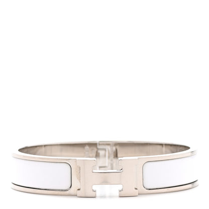 Hermes Enamel Narrow Clic Clac H Bracelet PM White 1 of 5