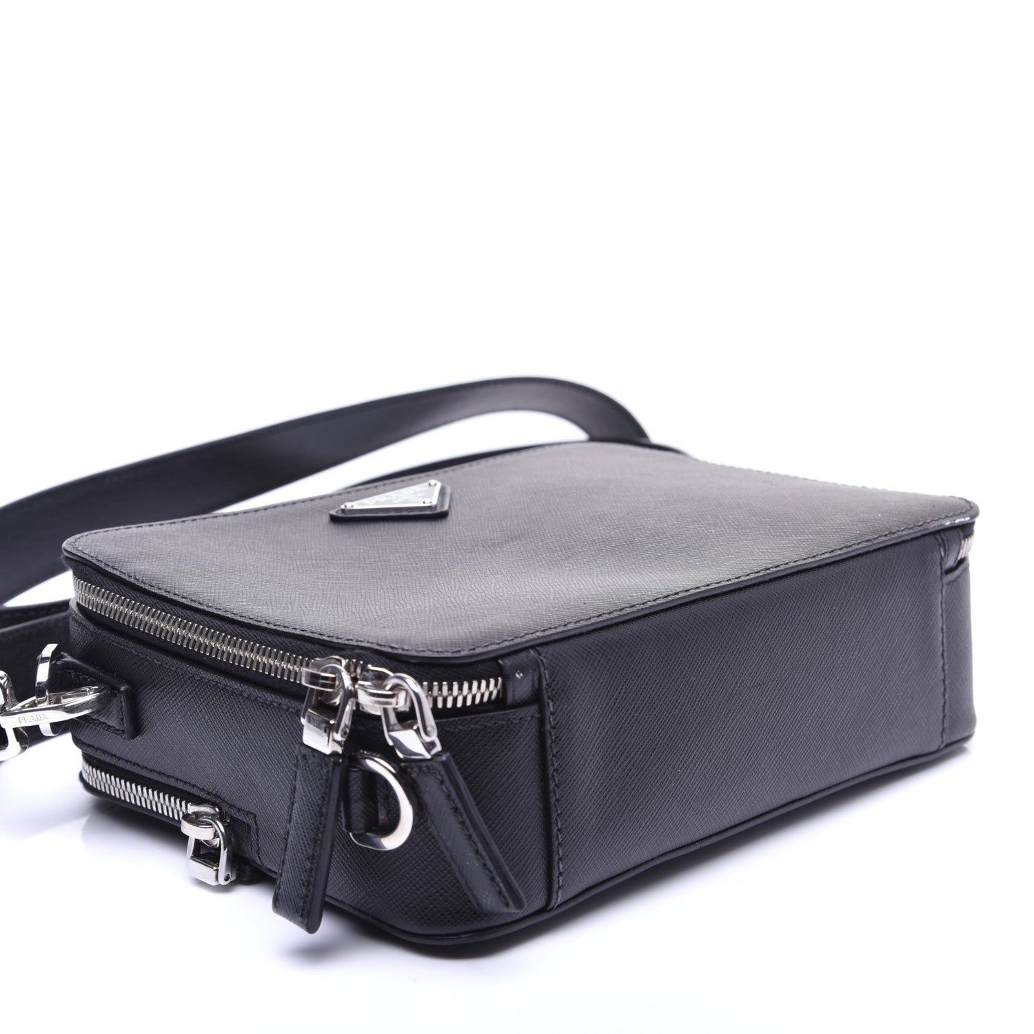 Prada Saffiano Travel Medium Brique Crossbody Bag Black 4 of 13