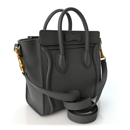 Celine Drummed Calfskin Nano Luggage Kohl 3 of 10