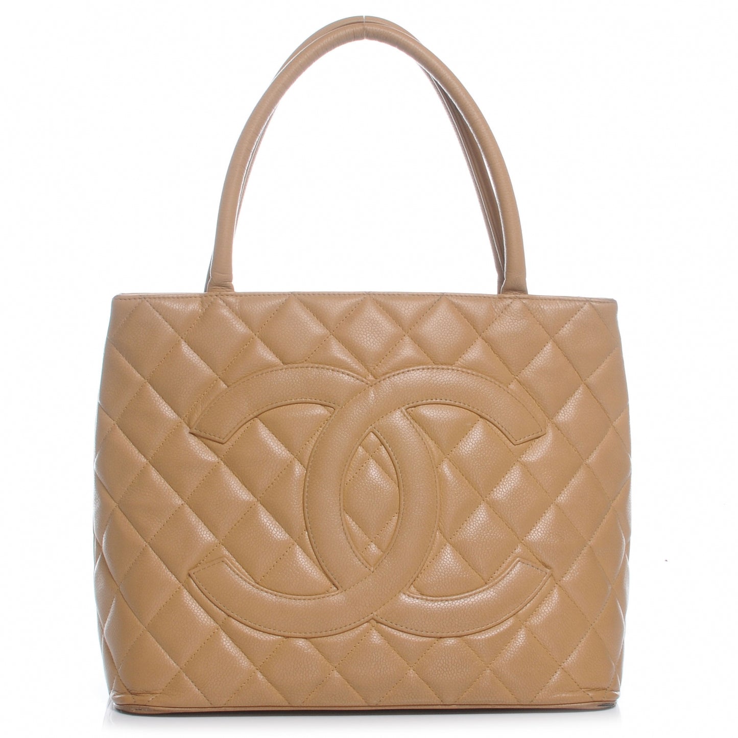 Caviar Quilted Medallion Tote Beige