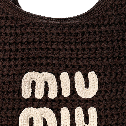 Miu Miu Cotton Crochet Ivy Bag Cacao Talco 8 of 11