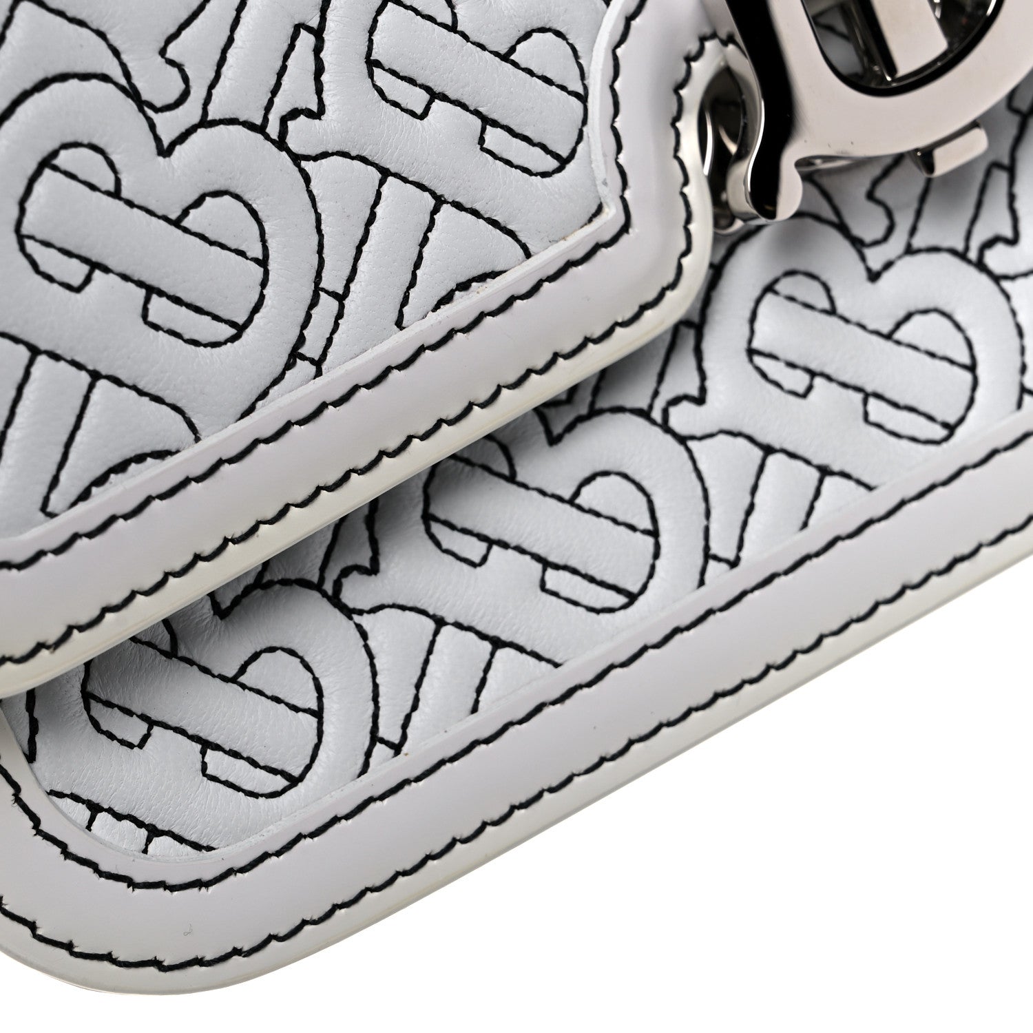 Burberry Calfskin Monogram Embossed Small TB Chain Bag Optic White 15 of 15