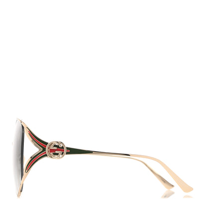 Gucci Metal Oversized Round Frame GG0225S Sunglasses Gold 3 of 8