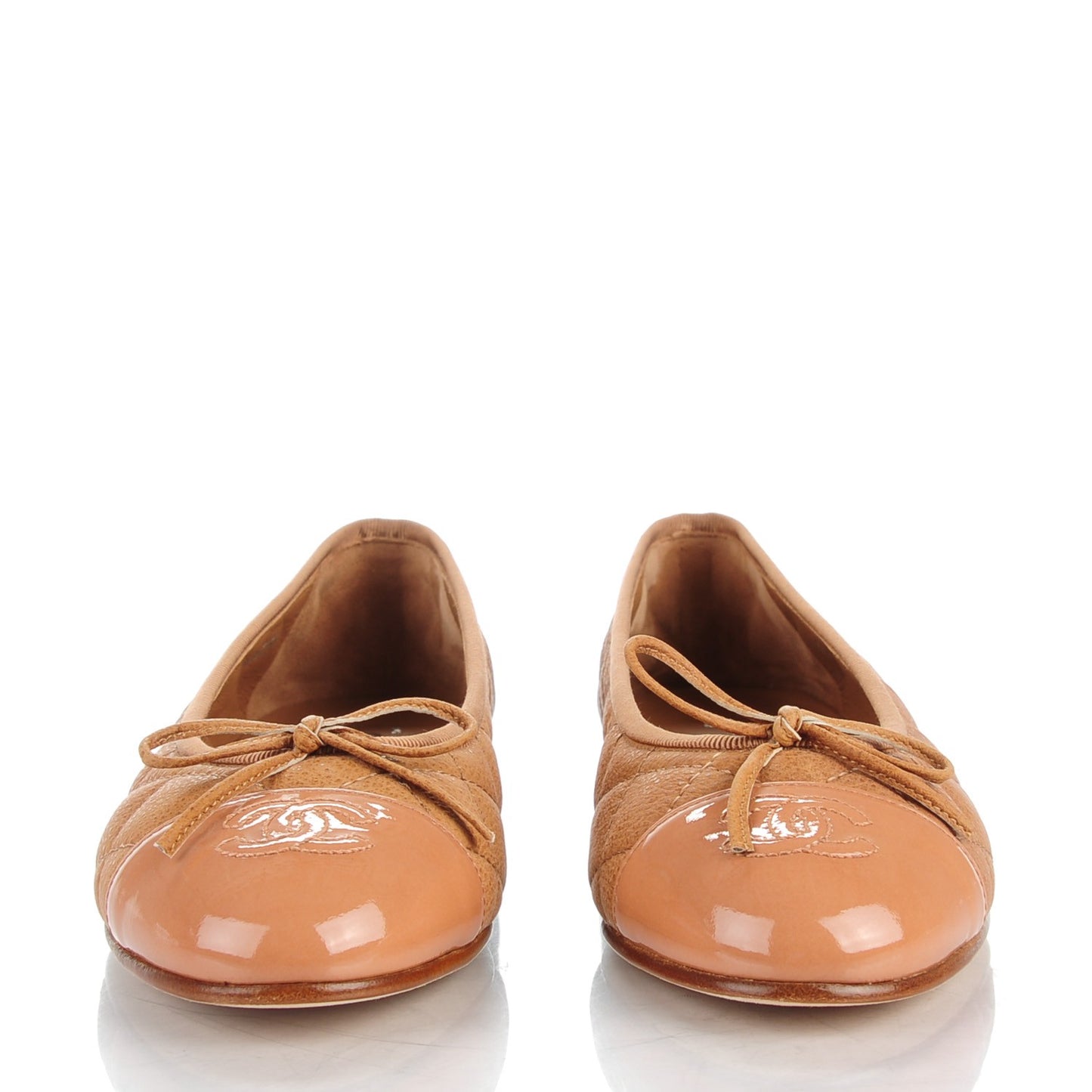 Caviar Patent CC Cap Toe Ballerina Flats 37.5 Brown