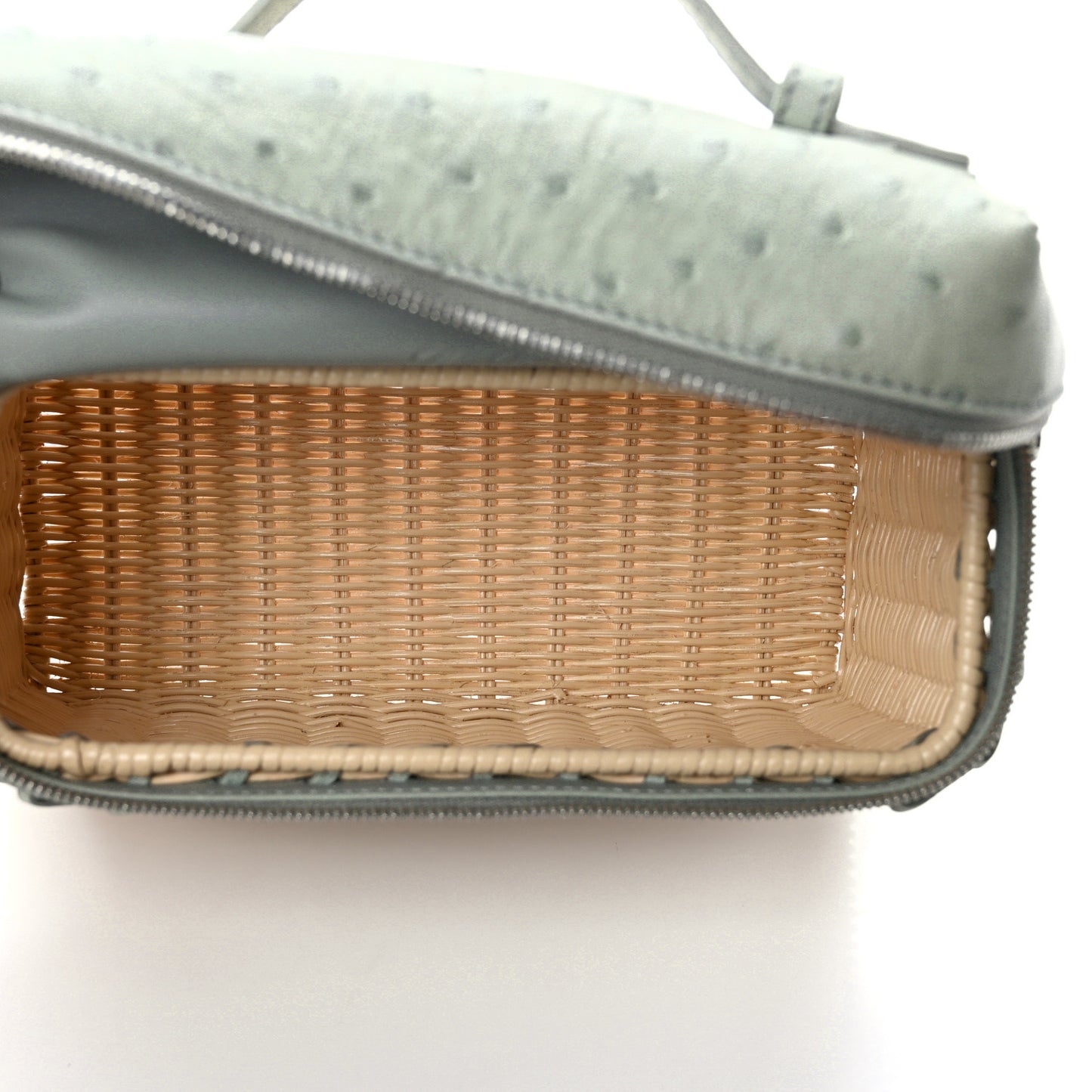 Wicker Ostrich East West L19 Extra Pocket Pouch Eucalyptus