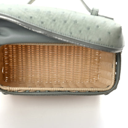 Loro Piana Wicker Ostrich East West L19 Extra Pocket Pouch Eucalyptus 4 of 7