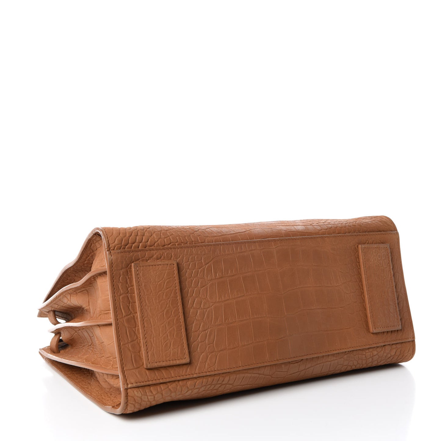 Crocodile Embossed Suede Small Supple Sac de Jour Tan