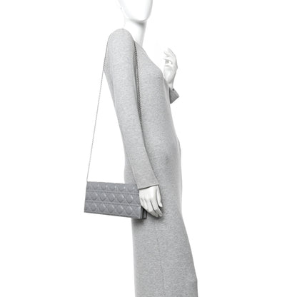 Christian Dior Lambskin Cannage Lady Dior Convertible Clutch Grey 2 of 16