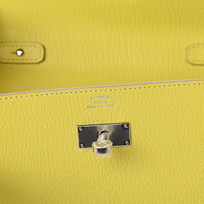 Hermes Chevre Mysore Kelly Wallet To Go Lime 6 of 10